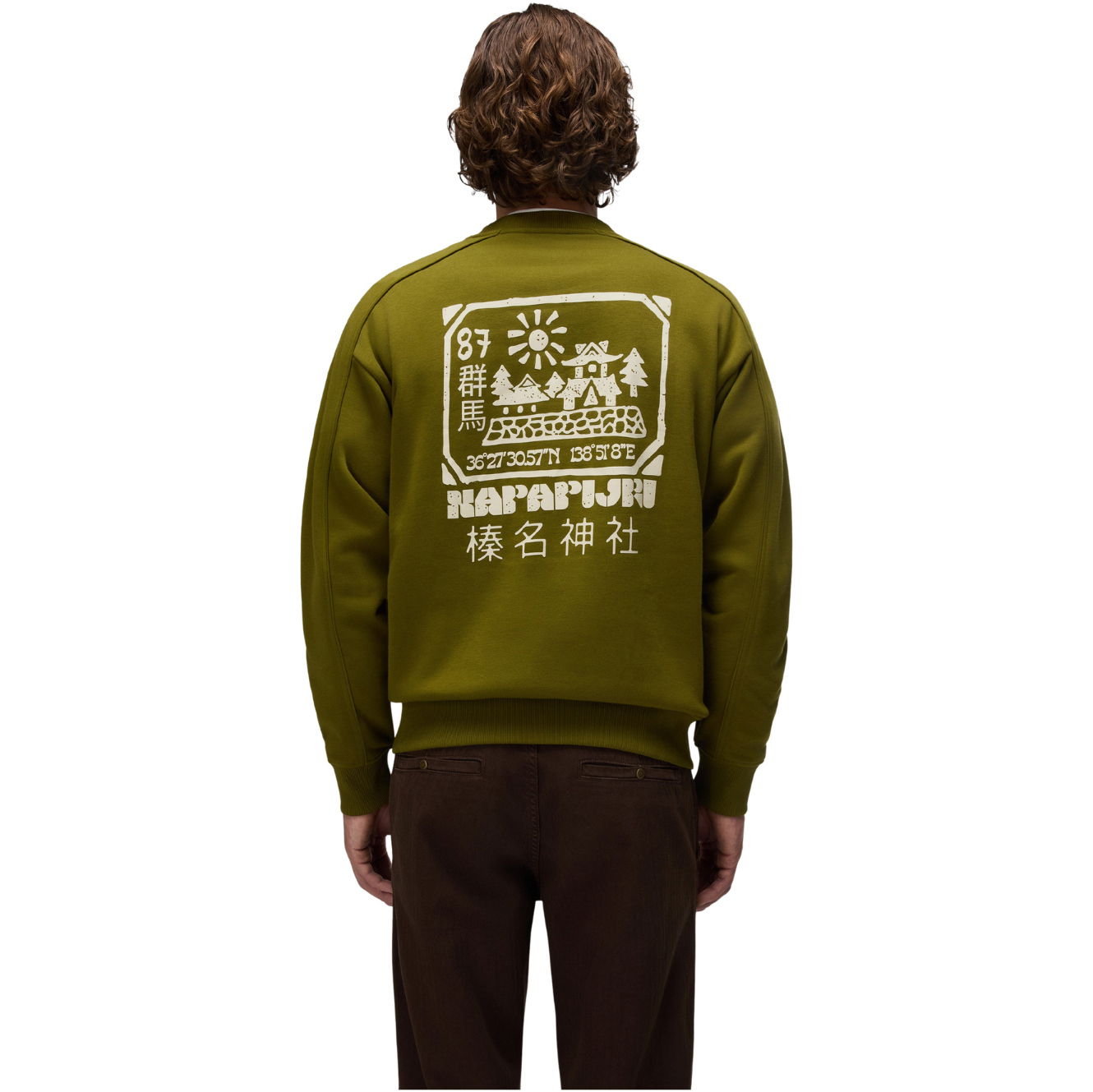 2026 Napapijri Mens Teza Crew Sweatshirt NP0A8AHFG4C - Avocado